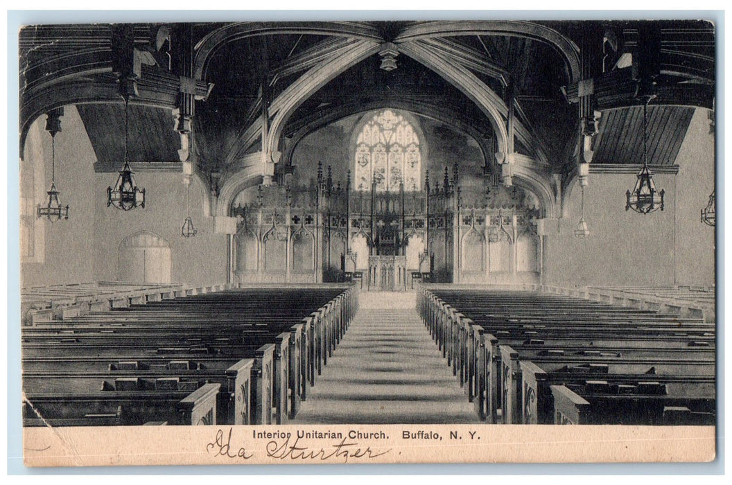 1907 Interior Unitarian Church Interior Building Buffalo New York NY Postcard