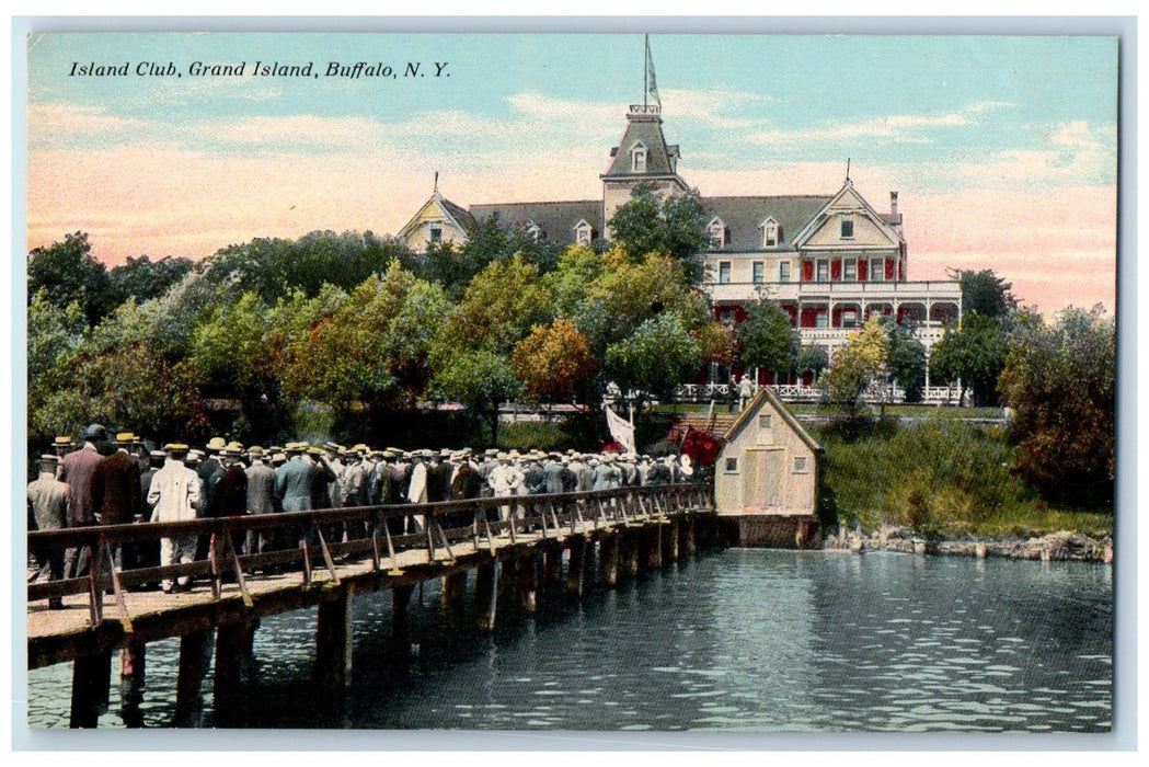 c1910's Island Club Grand Island Sportsmen Fishing Buffalo New York NY Postcard