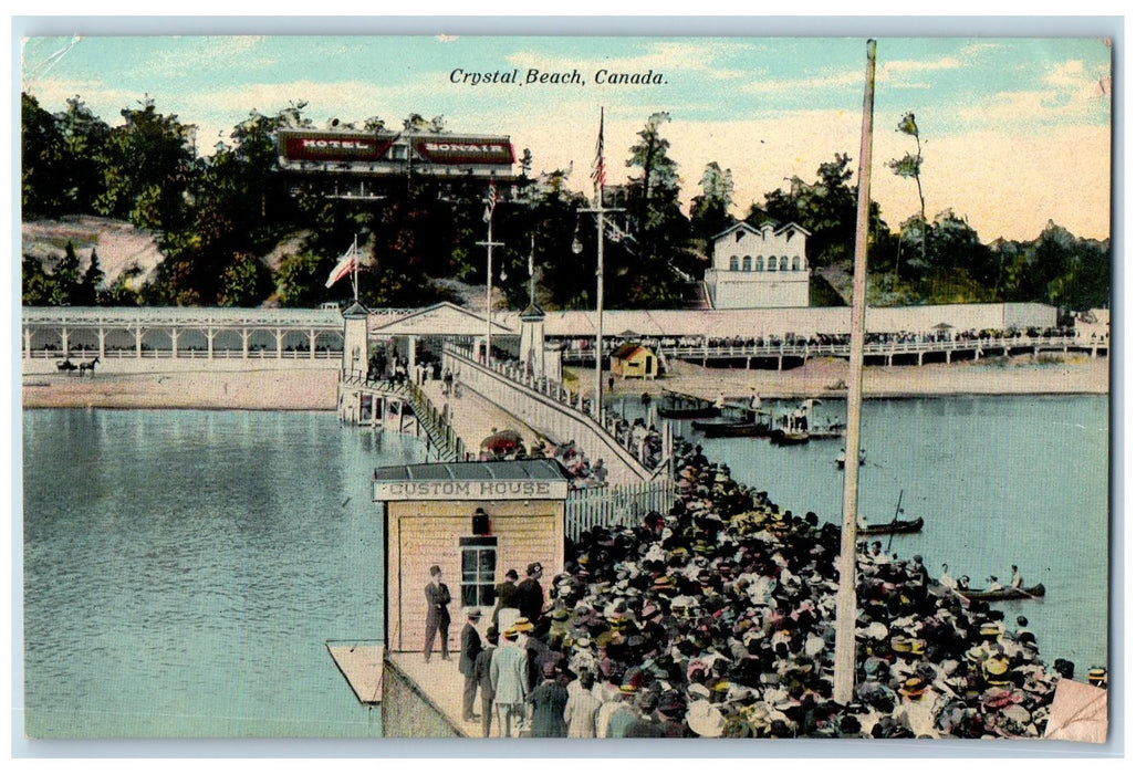 c1910 Crystal Beach Canoe Boating Amusement Nature Park Beach Canada CA Postcard