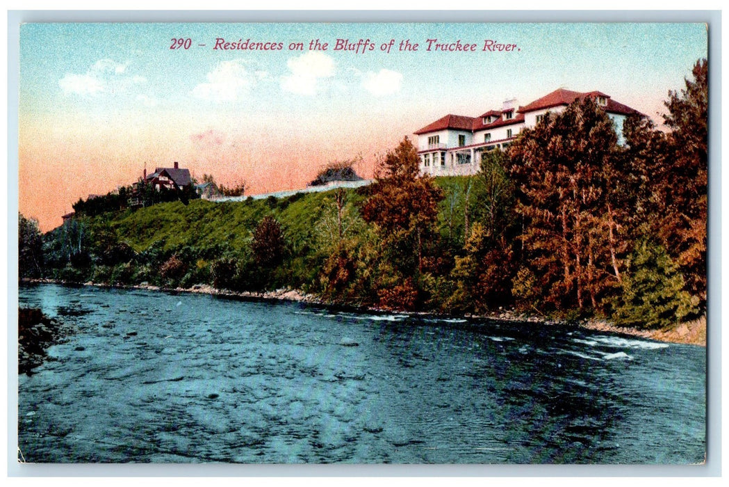 c1940s Residences On The Bluffs Of The Truckee River Nevada NV Posted Postcard