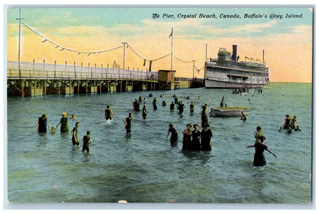 c1910's The Pier Crystal Beach Ferry Canada CA Buffalo's Coney Island Postcard