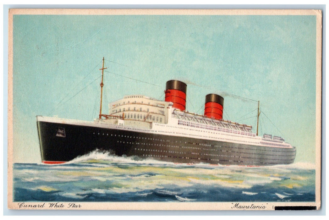 c1910's Cunard White Star Liner Mauretania Steamer Ship Antique Posted Postcard