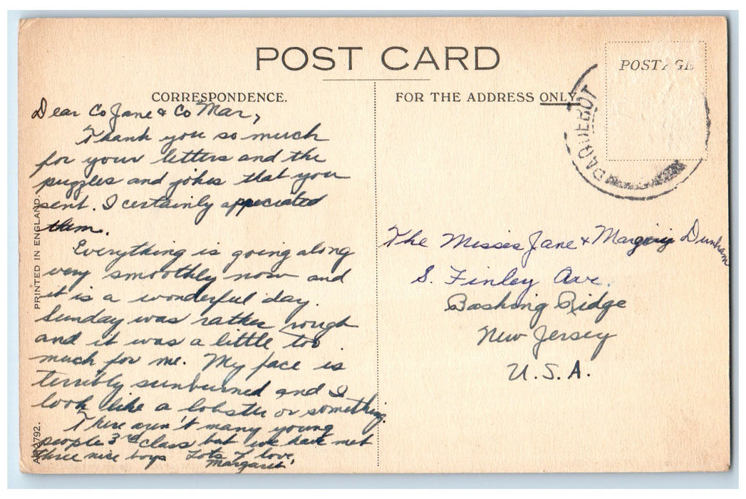 c1910's Cunard White Star Liner Mauretania Steamer Ship Antique Posted Postcard