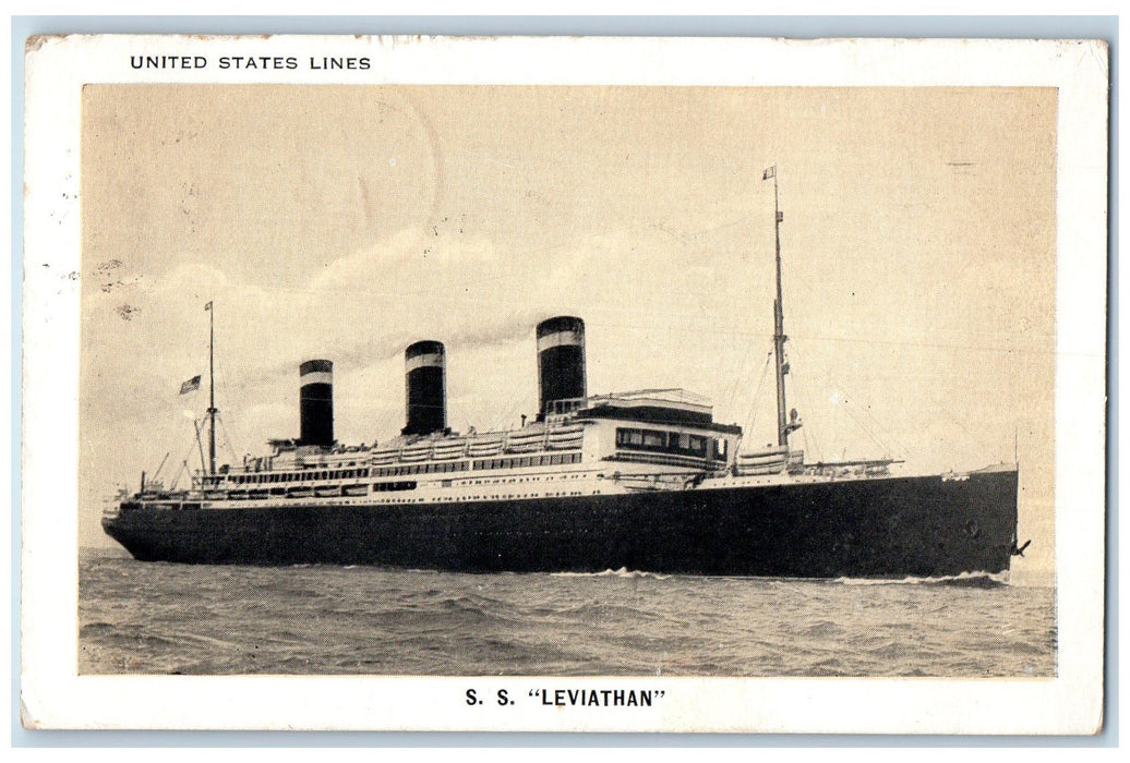 1931 United States Lines S.S Leviathan Steamer Ship Basking Ridge NJ Postcard