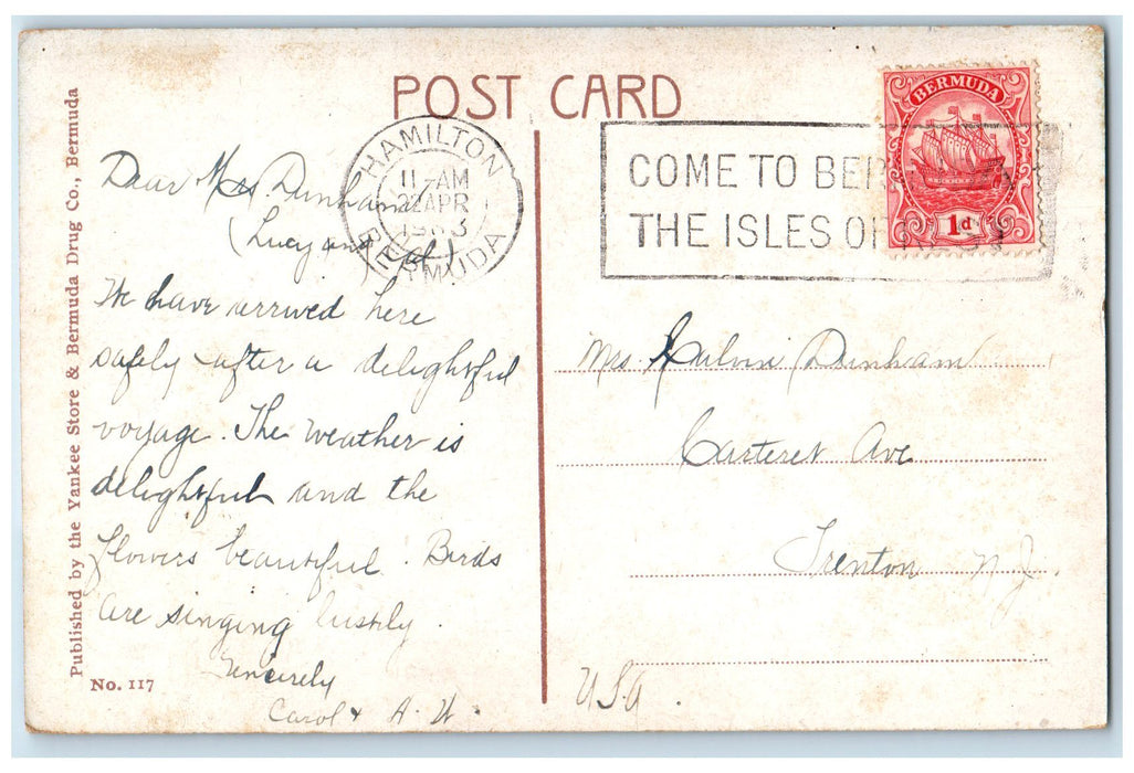 Monarch Of Bermuda Steamer Ship S.S New York Hamilton Bermuda Route Postcard
