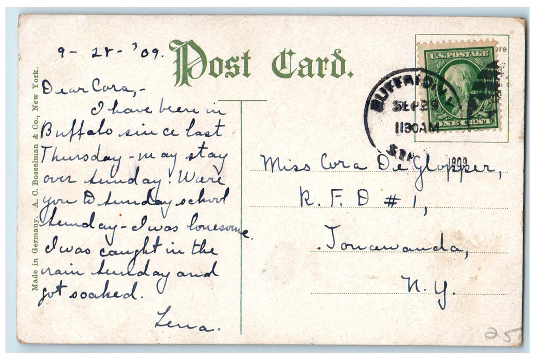 1909 Hotel Touraine Residential Transient Hotel Buffalo New York NY Postcard