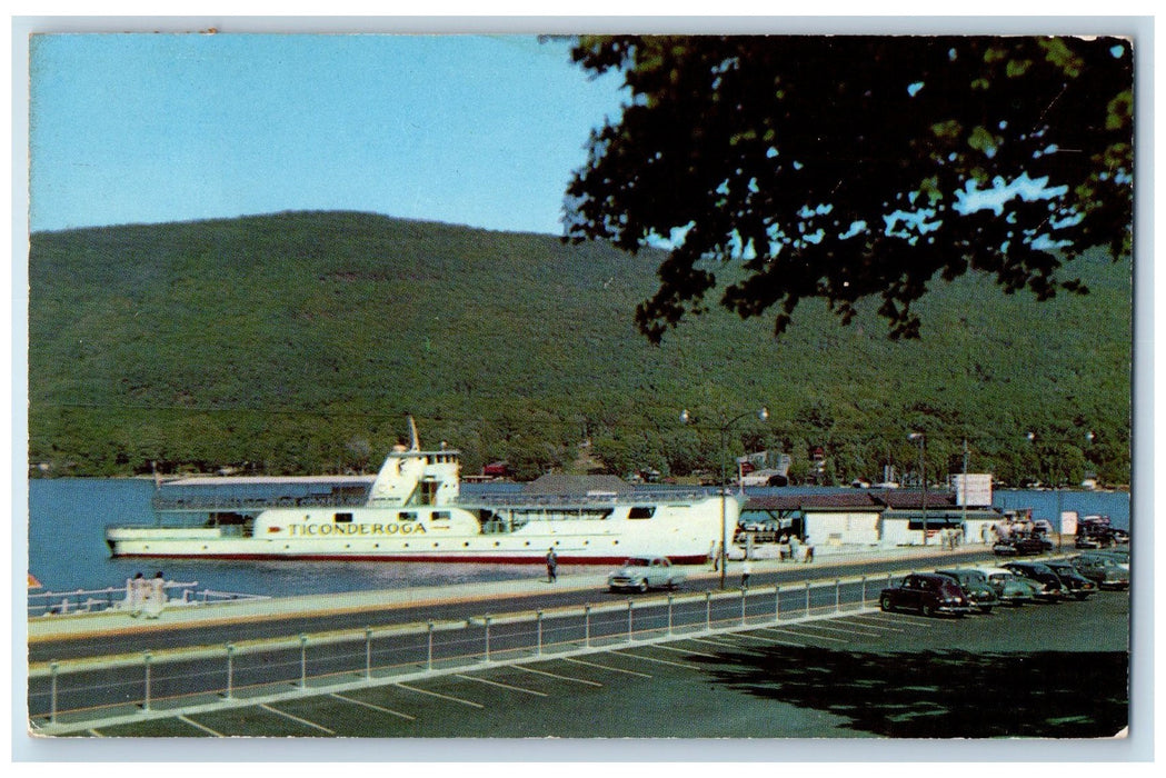 Steamer Ship Ticonderoga At Boat Landing Lake George New York NY Postcard