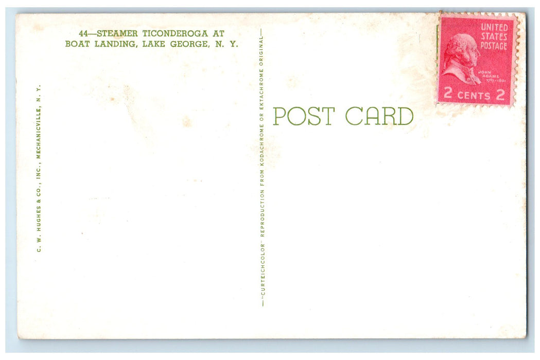 Steamer Ship Ticonderoga At Boat Landing Lake George New York NY Postcard