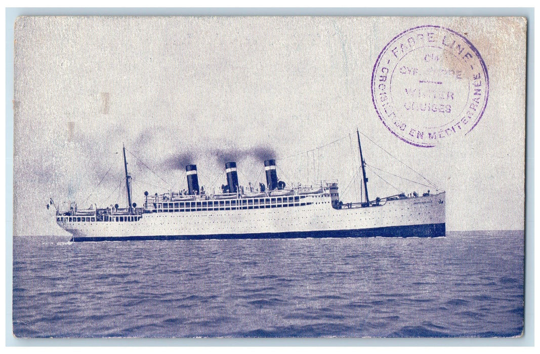 1927 Fabre Line Steamer Ship S.S Providence City Hall New York NY Postcard