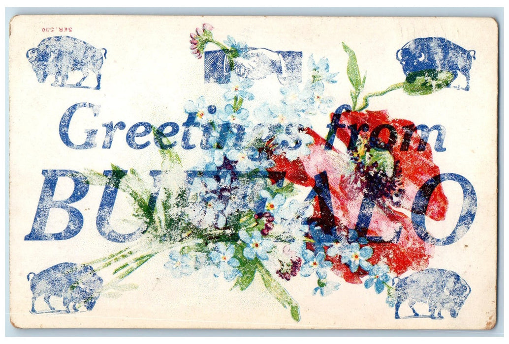 c1910's Greetings From Buffalo Shaking Hands New York NY Unposted Postcard