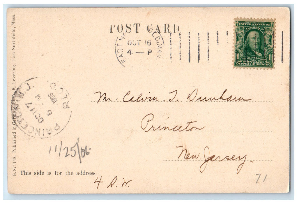 1906 The Ferry The Old Way To Mount Hermon Massachusetts MA Antique Postcard