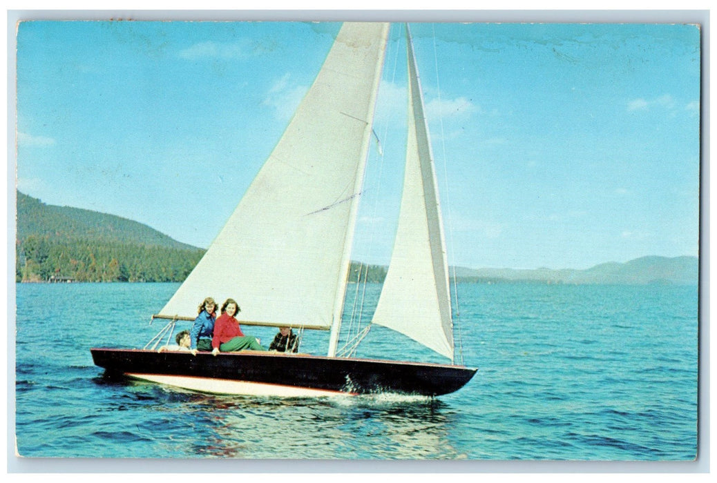 The Sailor Boat Weekly Sports Race Clear Water Lake George New York NY Postcard