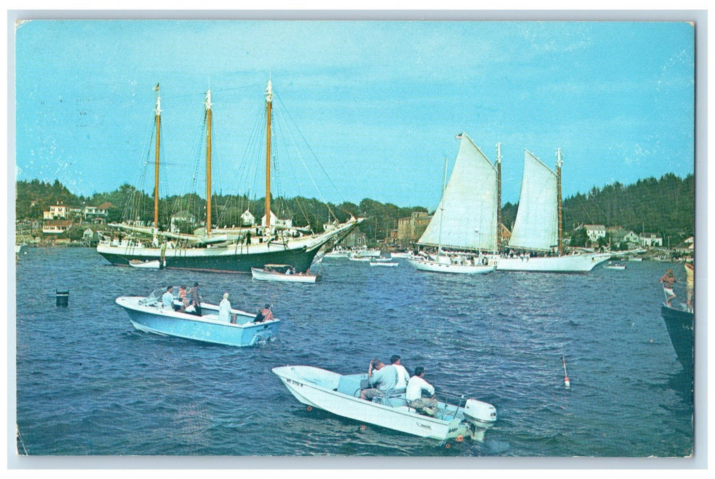 1978 The Busy Harbor on Windjammers Days, Boothbay Harbor Maine ME Postcard