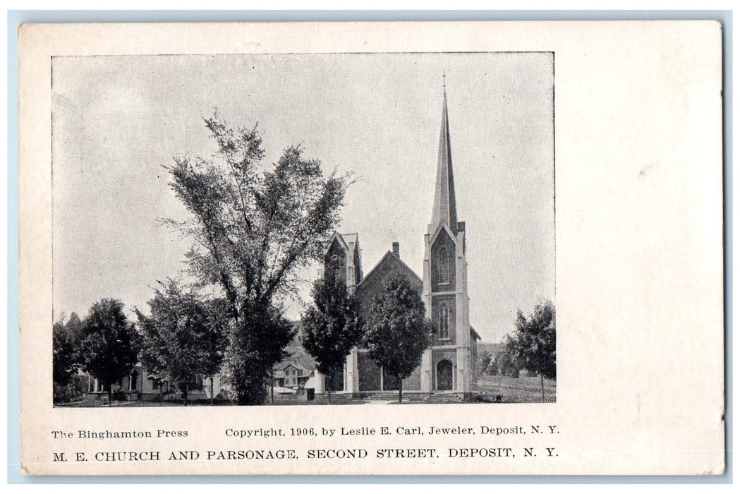 c1920 M. E. Church Parsonage Second Street Deposit New York NY Unposted Postcard