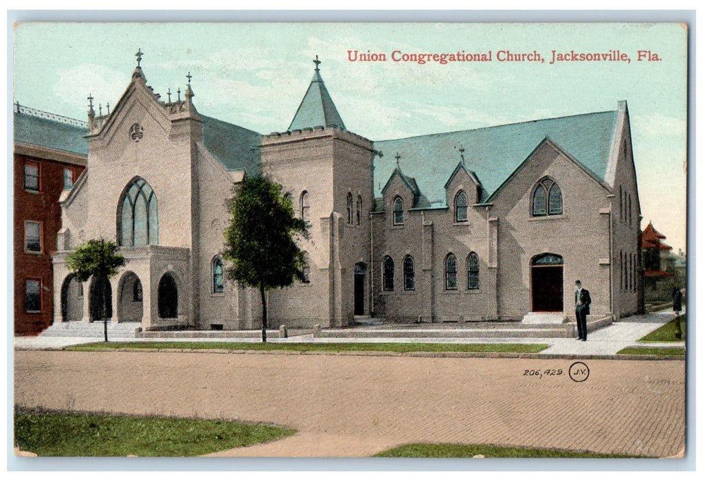 c1910's Union Congregational Church Jacksonville Florida FL Antique Postcard