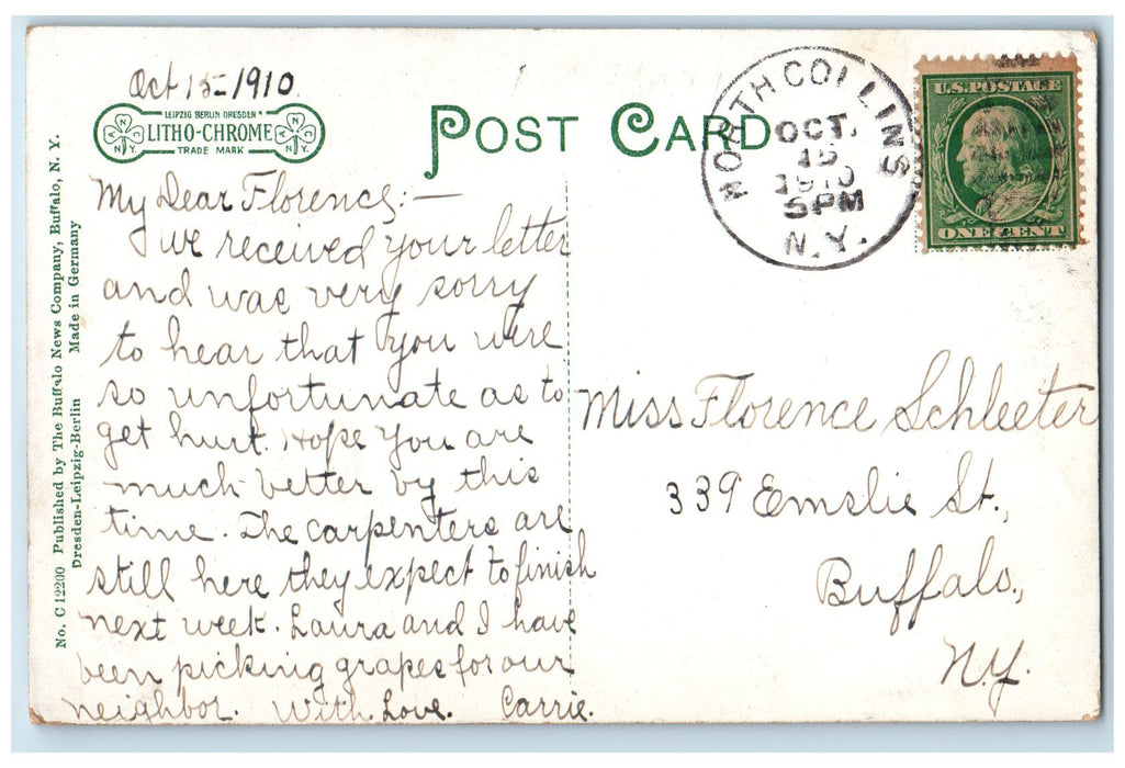 1910 Erie Depot Train Station Railroad People North Collins New York NY Postcard
