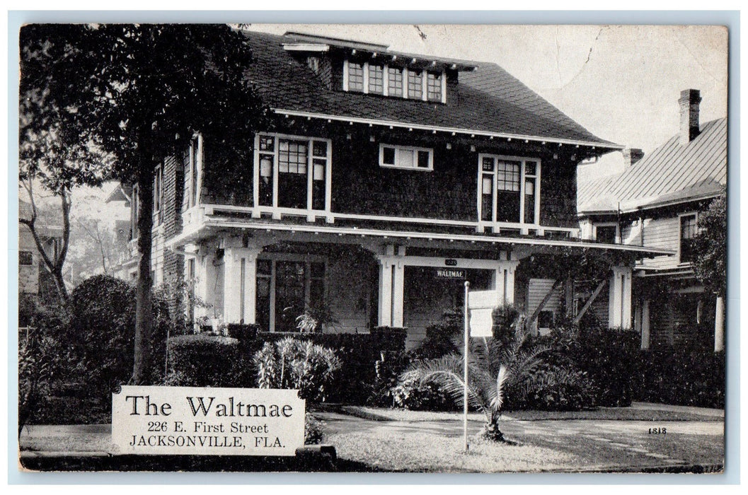 1935 The Waltmae First Street Exterior Scene Jacksonville Florida FL Postcard