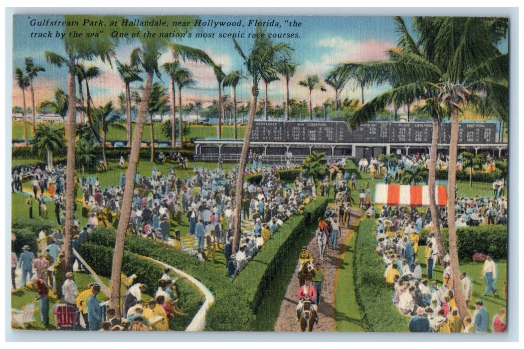 1957 Gulfstream Park Scenic Race Courses Hollywood Miami Florida FL Postcard