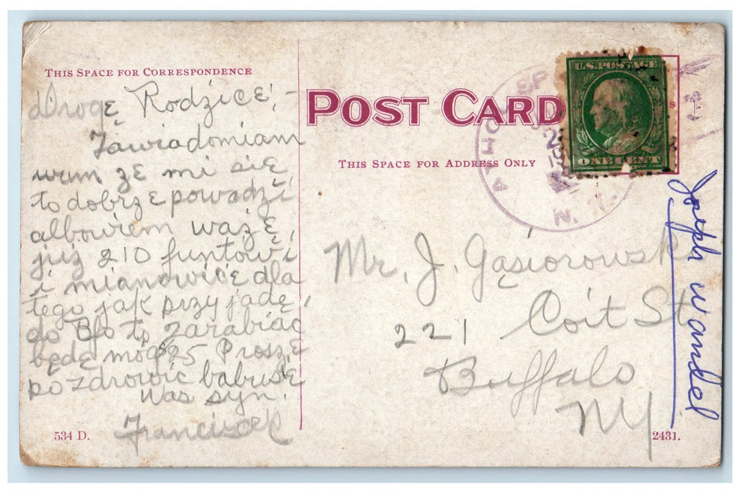 c1910 Police Headquarters St. Stephen Hall St. Joseph Church Buffalo NY Postcard