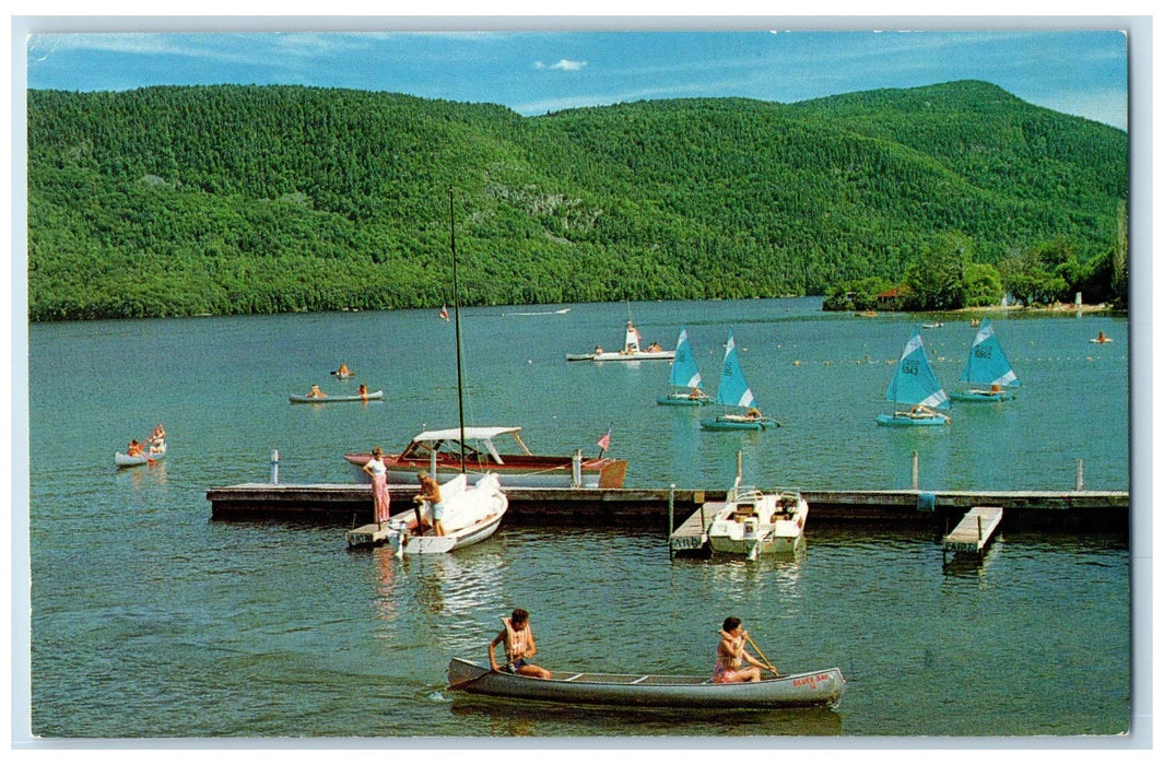 c1950's Silver Bay On Lake George Dock Boat Boating Silver Bay New York Postcard