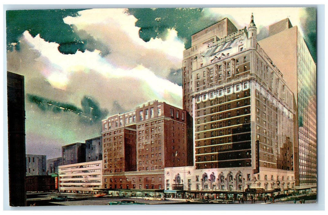c1950's Hotel Adolphus Hotel Resort Cars People Front View Dallas Texas Postcard