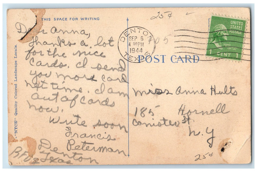 1944 Greetings Pond Lake Forest Nature View From Pilot Point Texas TX Postcard