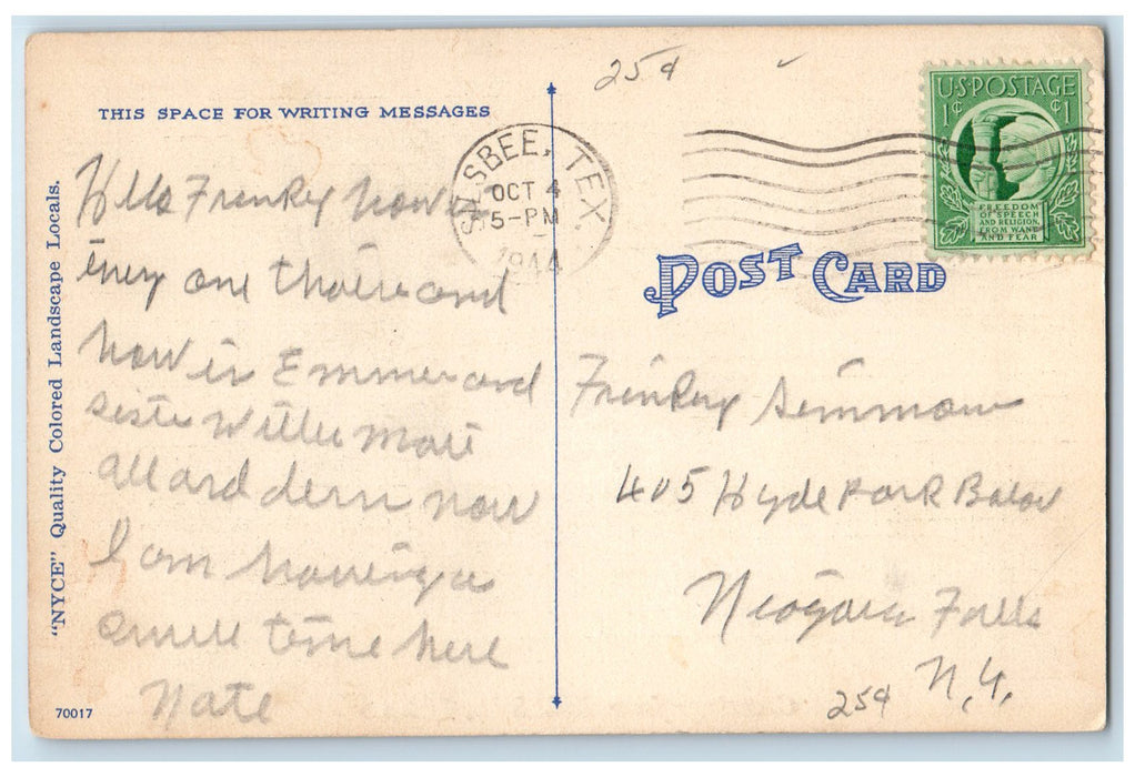 1944 Greetings From Silsbee Texas River Flowing Forest Nature View TX Postcard