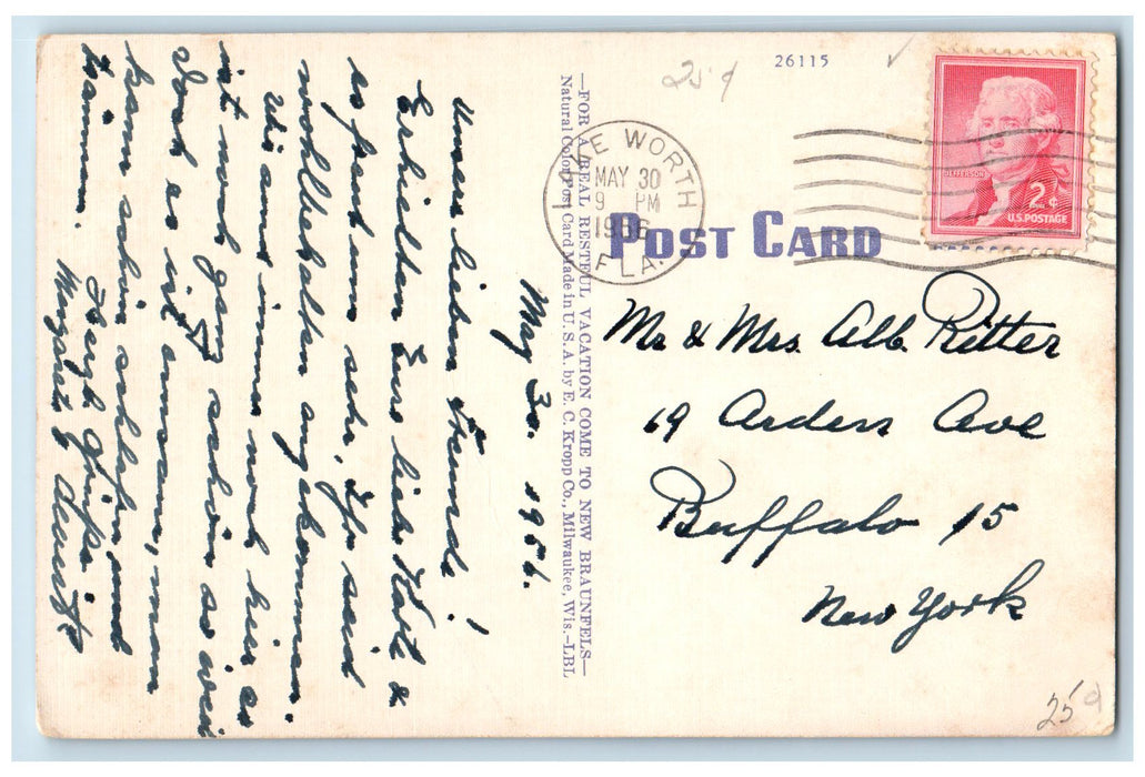 1956 Ulbrichts Summer Resorts New Braunfels Texas TX Posted Postcard