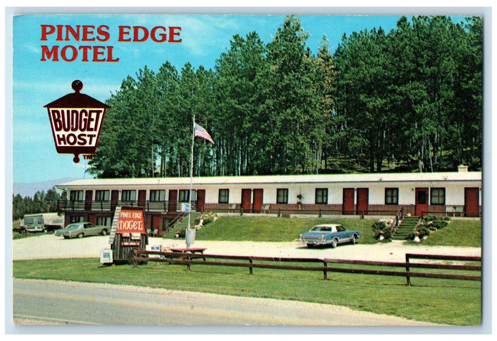 c1960 Pines Edge Motel Transients Advertising Hill City South Dakota Postcard