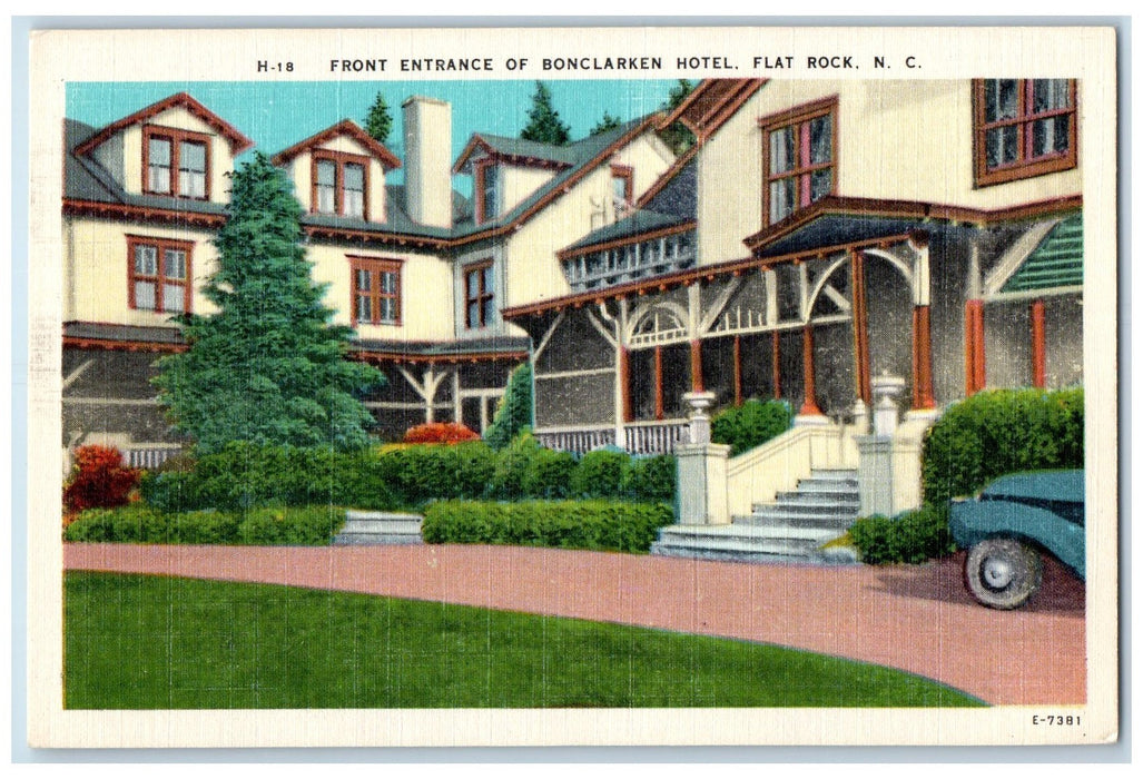 c1920's Front Entrance Bonclarken Hotel Flat Rock North Carolina NC Postcard