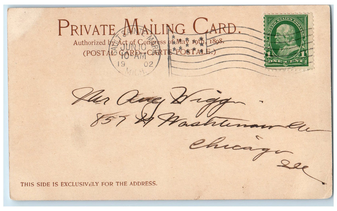 1902 Leaving Poe Lock Ship At the Soo Sault Sainte Marie Michigan MI Postcard