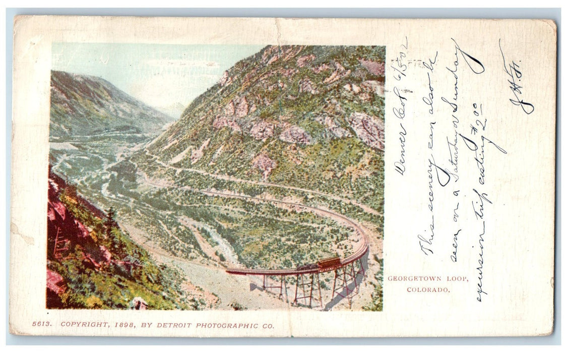 1902 View Of Georgetown Loop Denver Colorado CO, Train Railroad Scene Postcard