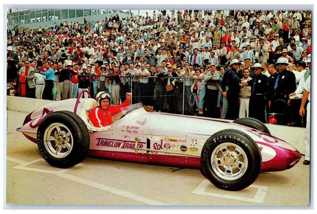 Jim Hurtibise Travelon Trailer Special Indianapolis Speedway Trail IN Postcard