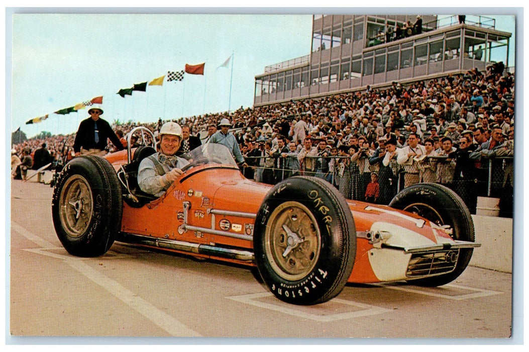 500 Mile Car Race Trail Tony Bettenhausen Indianapolis IN Vintage Postcard