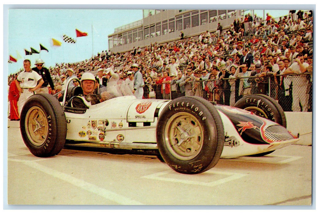 500 Mile Car Race Trail Jud Larson Indianapolis IN Vintage Unposted Postcard