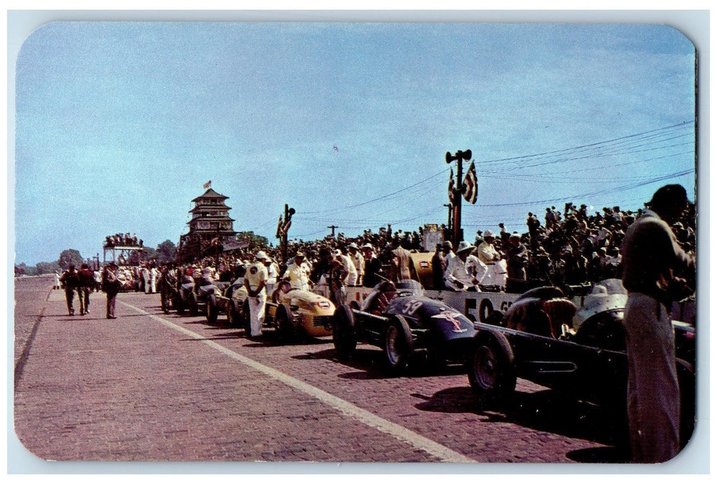 View Of Pit Area 500 Mile Speedway Automobile Trail Indianapolis IN Postcard