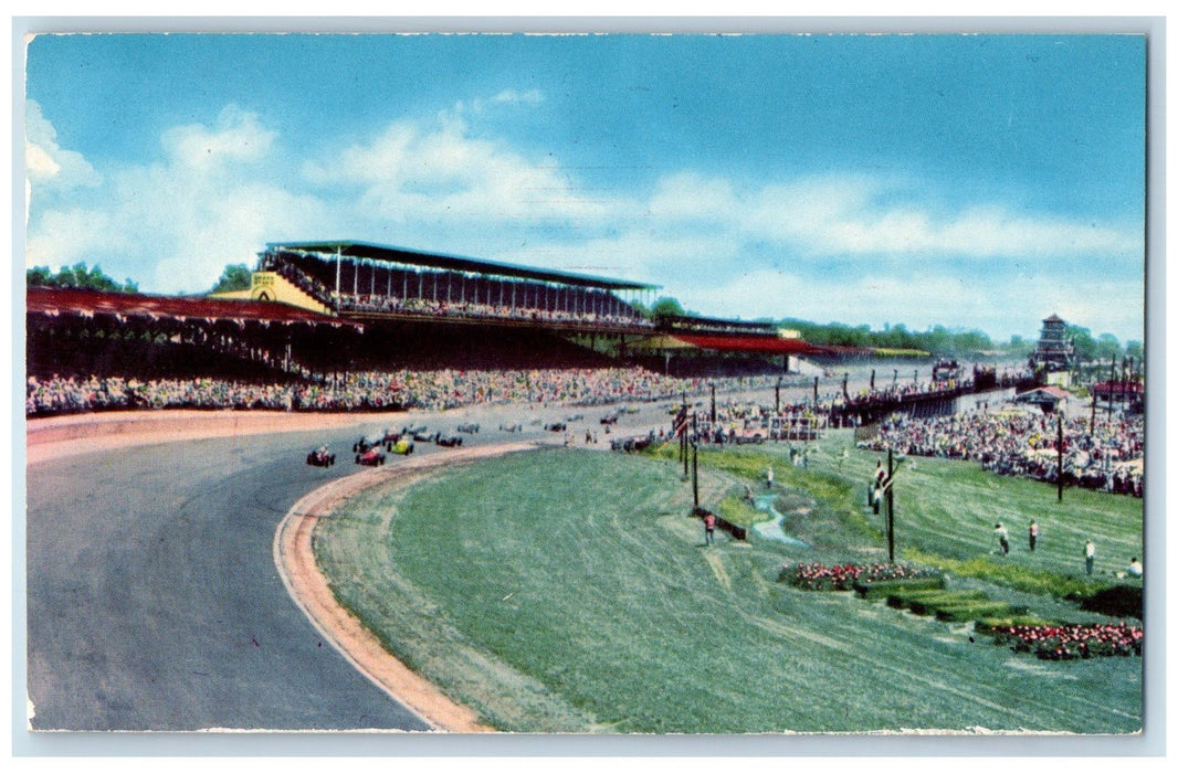 1957 The Start Indianapolis Motor Speedway 500 Mile Automobile Trail IN Postcard