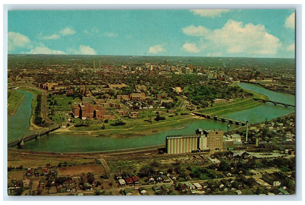 Aerial View Looking East From White River Indianapolis Indiana IN Postcard