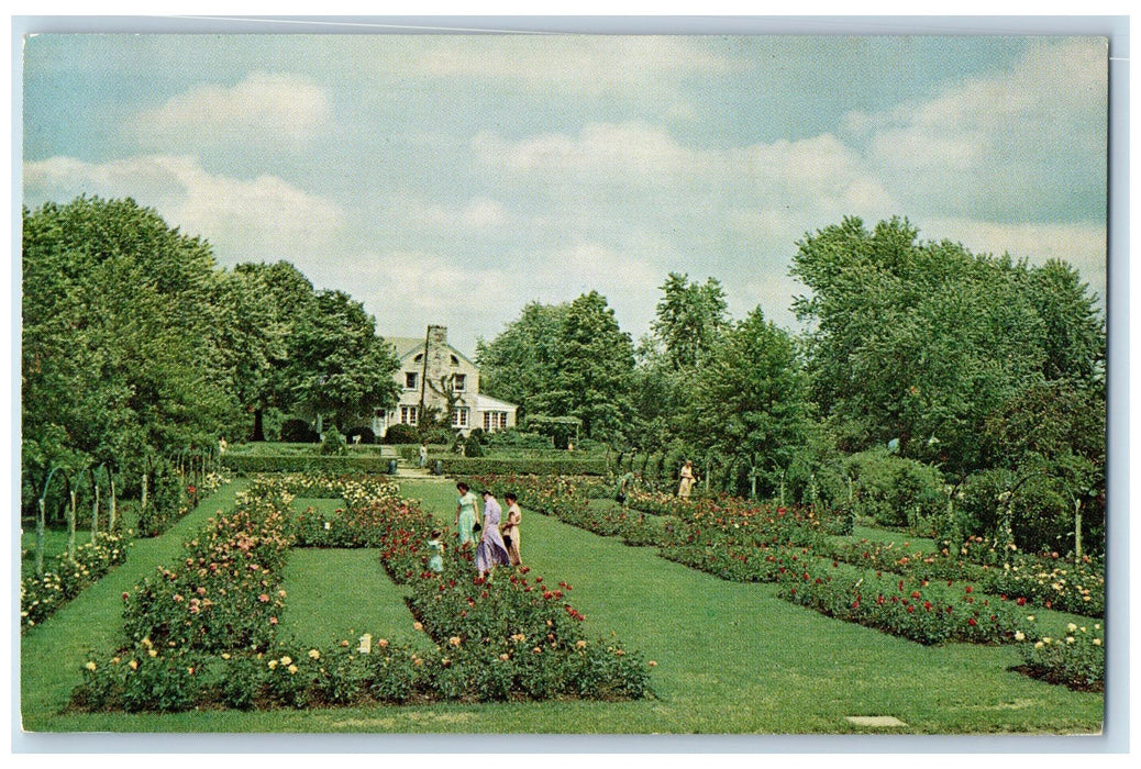 Scenic View Of Hillsdale Rose Gardens Indianapolis Indiana IN Vintage Postcard