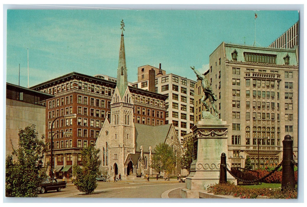 Christ Church Episcopal Indianapolis Indiana IN, Statue Building Scene Postcard