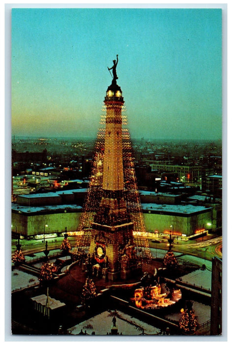 The World's Tallest Multi-colored Christmas Tree Indianapolis IN Postcard