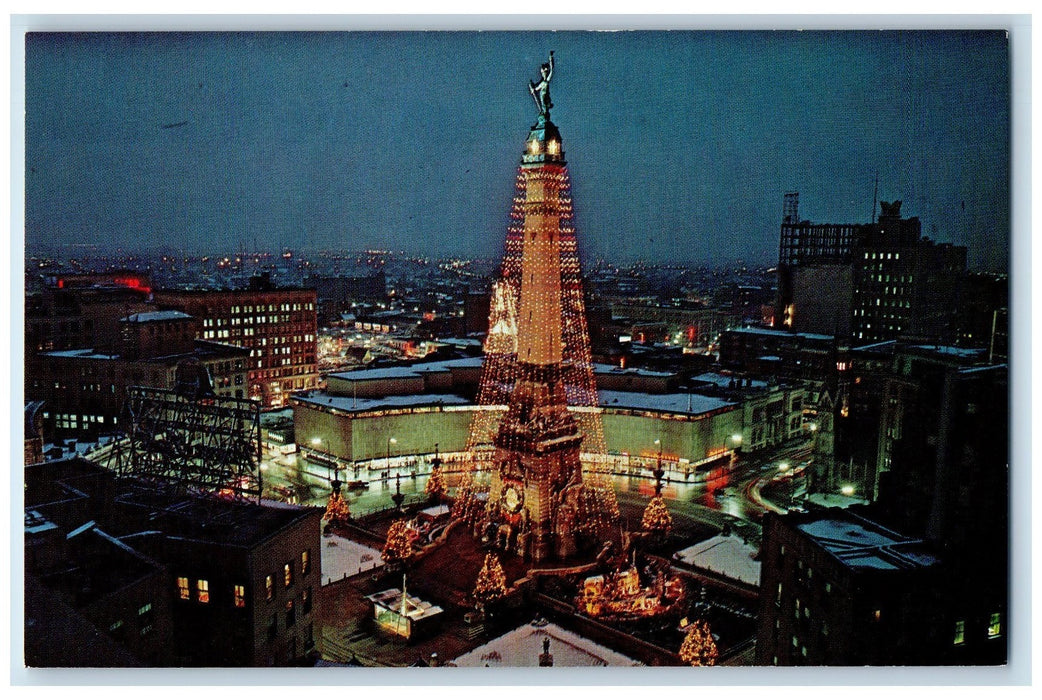 1960's The World's Tallest Multi-colored Christmas Tree Indianapolis IN Postcard