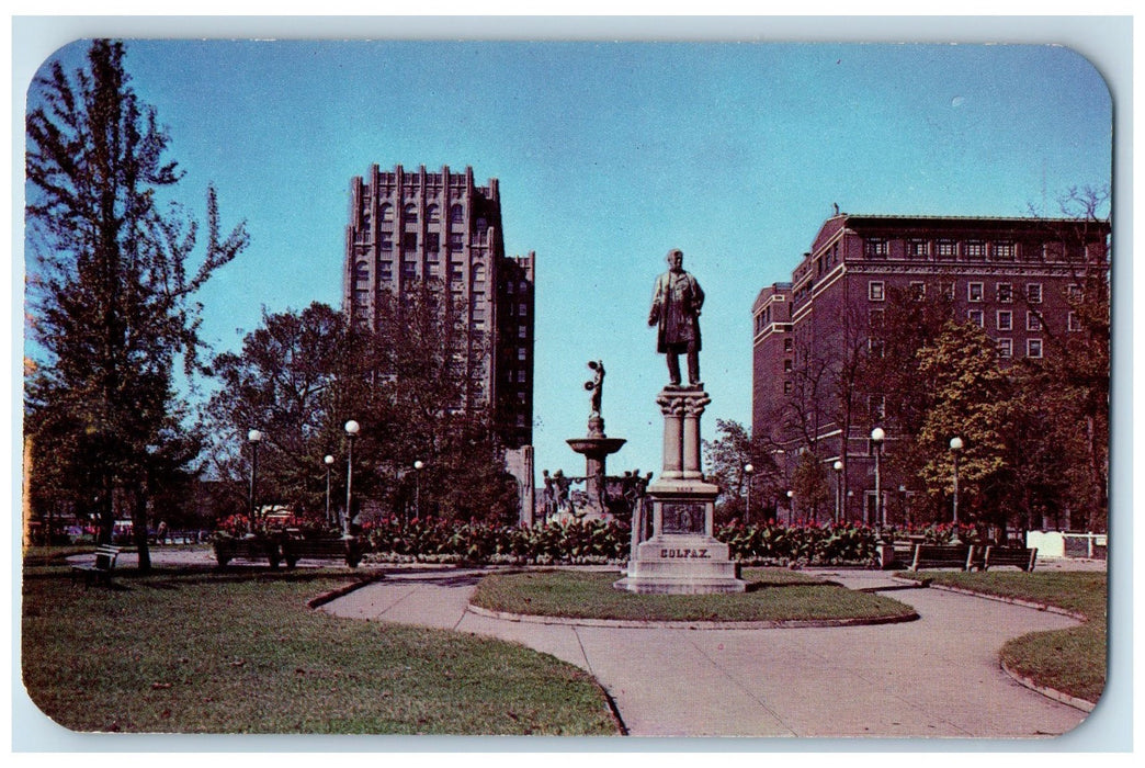 University Park Garden Statue Scene Indianapolis Indiana IN Vintage Postcard