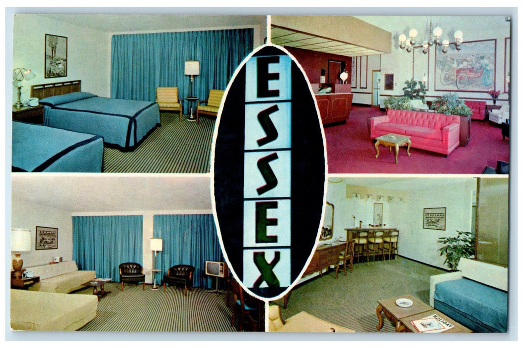 The Essex House Motel Interior Scene Indianapolis Indiana IN Multiview Postcard