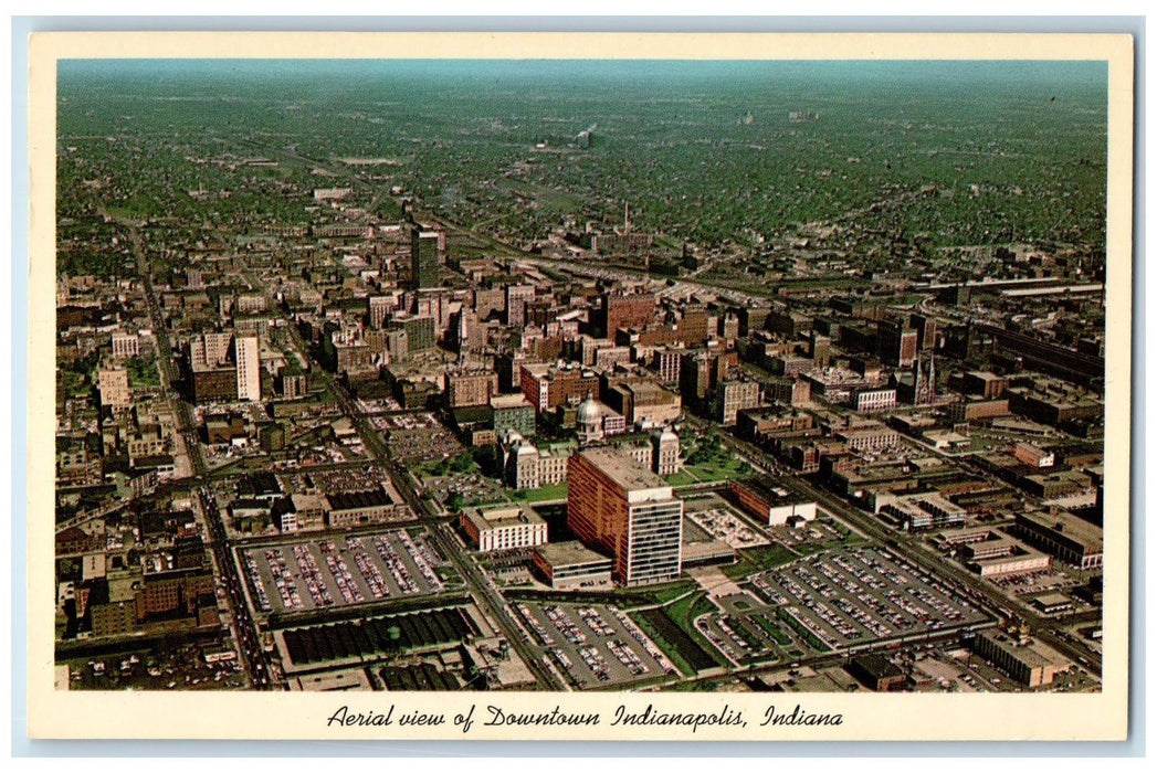 Aerial View Of Downtown Indianapolis Indiana IN, Office Building Scene Postcard