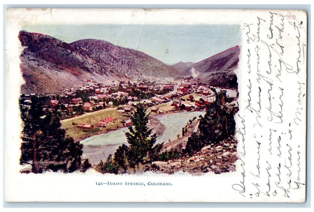 1905 Bird-eye View Idaho Springs Mountain Scene Colorado Posted Vintage Postcard