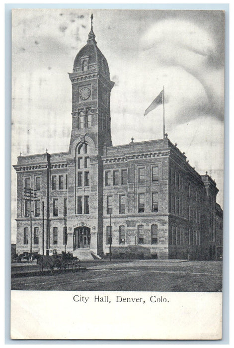 c1910's City Hall American Flag Denver Colorado CO Unposted Vintage Postcard