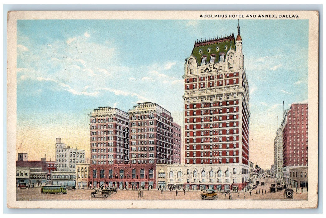 1918 Adolphus Hotel And Annex Building Dallas Texas TX Posted Vintage Postcard