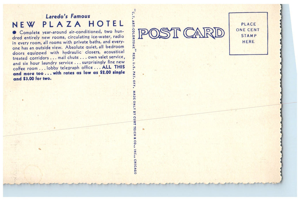 c1940s New Plaza Hotel Building Dining Room Texas TX Unposted Vintage Postcard