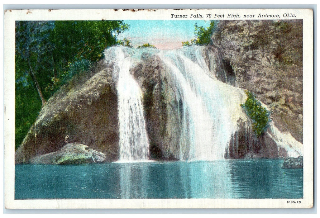 c1940s Turner Falls 70 Feet High View Near Ardmore Oklahoma OK Unposted Postcard